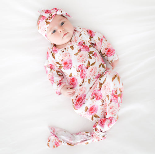 floral baby knotted gown