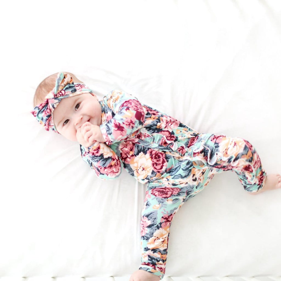Fall floral baby romper